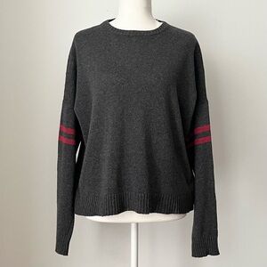 Don't Ask Why Women's Sweater OS Charcoal Gray Red Stripe Preppy Made in Italy